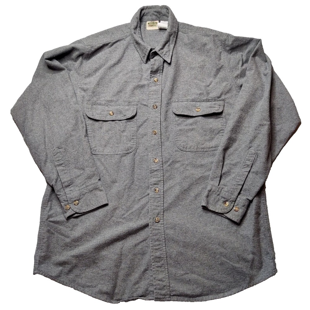 VTG‎ FIVE BROTHER Men Size Large 100% Cotton Gray Button-Up Chamois Shirt